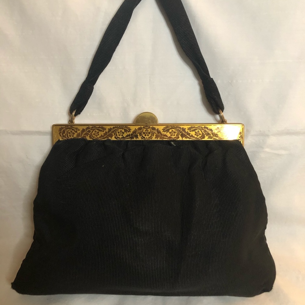 Purse Ribbed Evening Satchel Circa 1940s